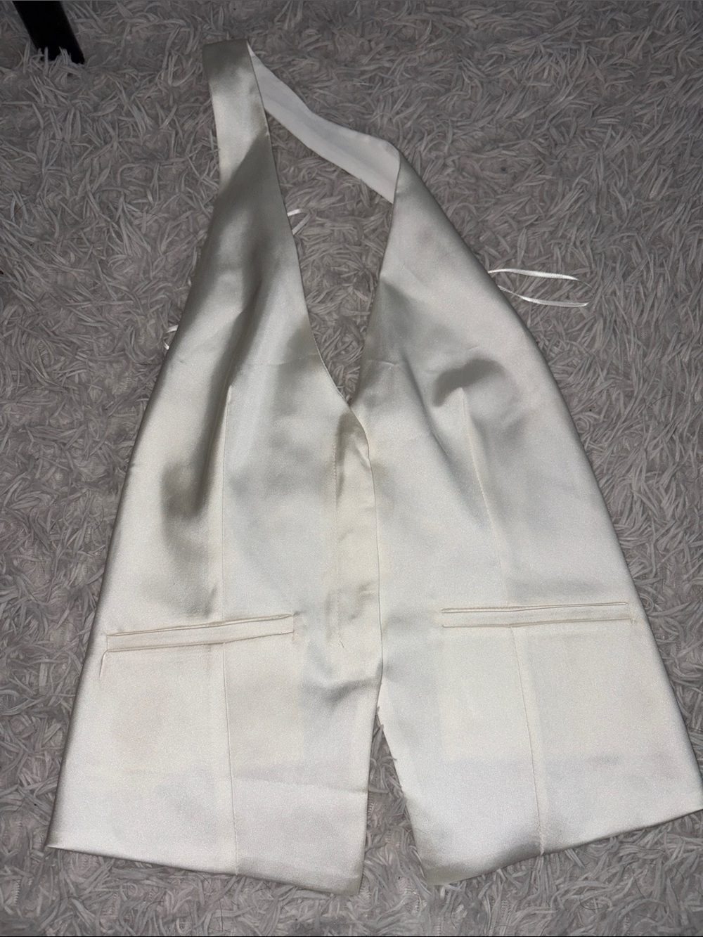 Zara Cream Satin Halter Vest